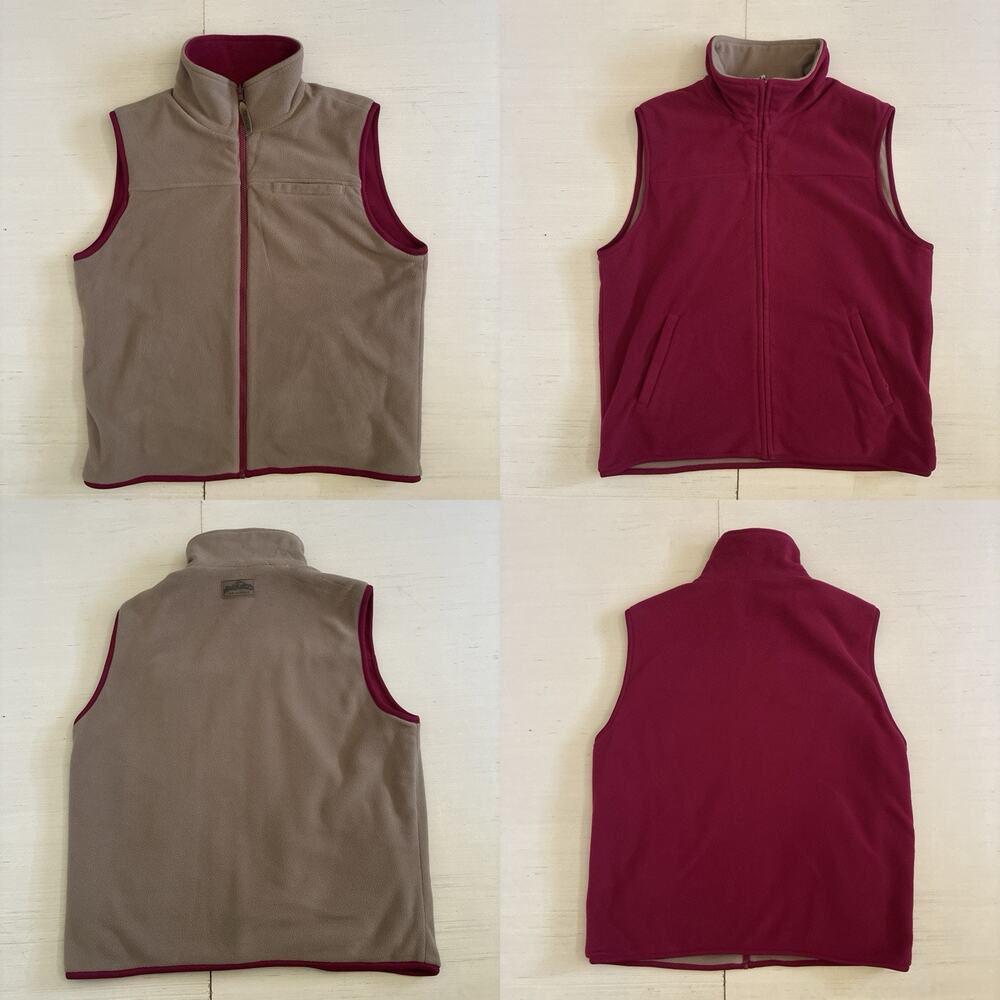 Pendleton Men's Size L Reversible Fleece Flannel Red/ Brown Full Zip Logo Vest